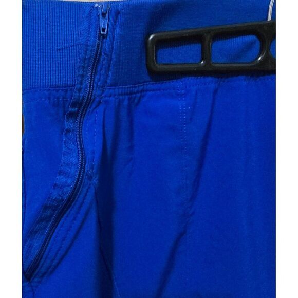 Set of 3 Royal Blue Cargo Scrub Pants With Zipper Pockets Ribbed Waistband Women - Picture 4 of 11